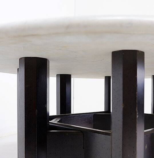 Jan Vlug Coffee Table with Round Marble Top - 1970s - Belgium