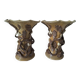 Two naturalistic stoneware vases – raised oak branches & acorns