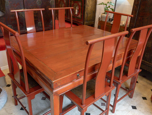Ensemble 1 table + 6 chaises anciennes chinoise
