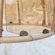 Vintage rattan and smoked glass pendant – 1970s