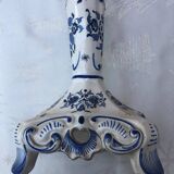 Hand-painted Moustiers porcelain candle holder