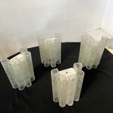 Set of 4 large doria wall lights in glazed glass design from the 60s vintage 3 lights