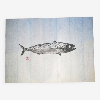 Fish print, Original Mackerel Gyotaku