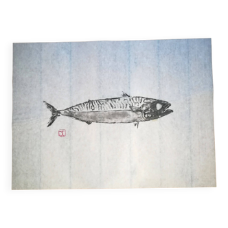 Fish print, Original Mackerel Gyotaku