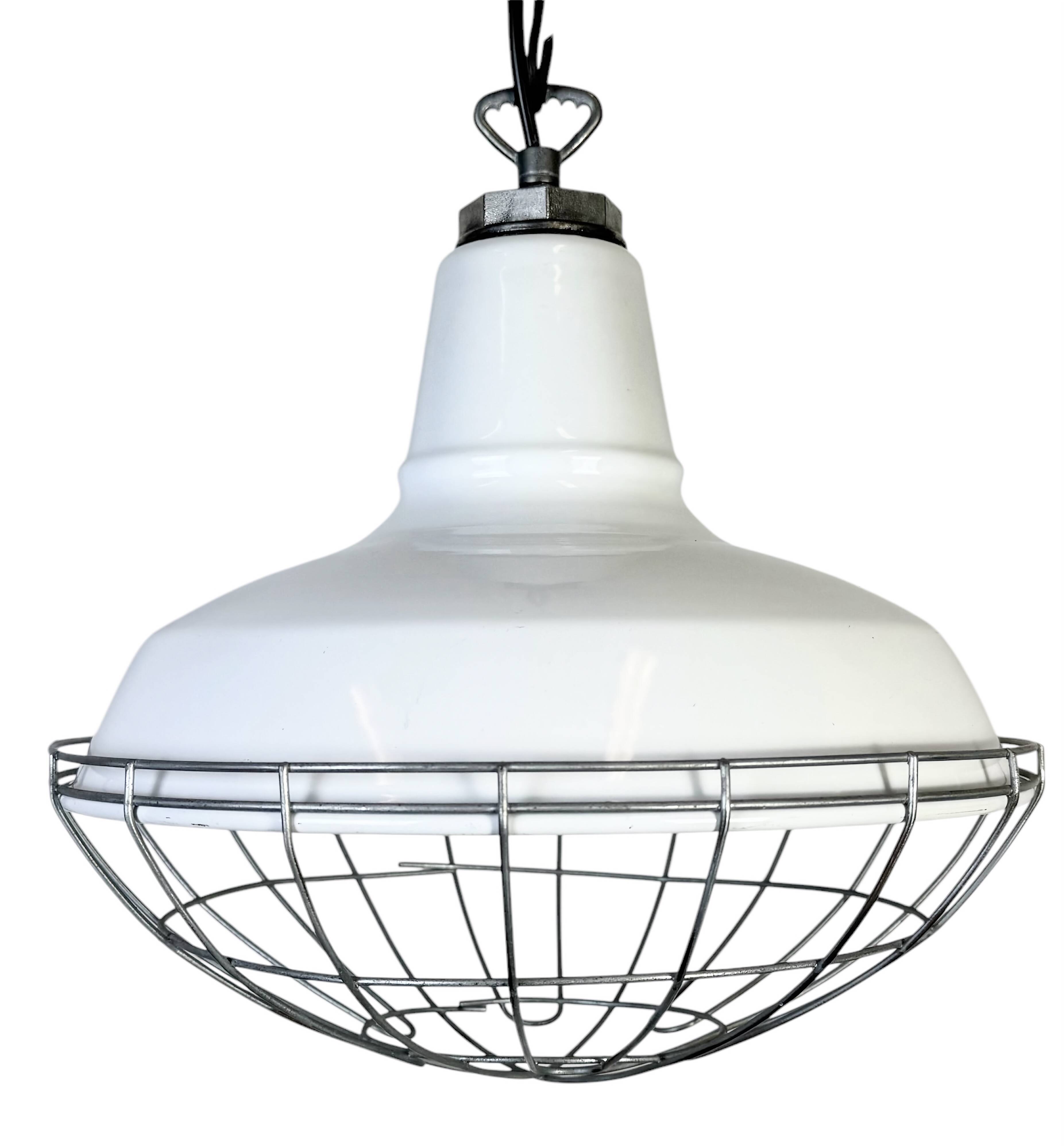 Industrial White Enamel Factory Pendant Lamp from Benjamin USA, 1960s