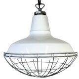 Industrial White Enamel Factory Pendant Lamp from Benjamin USA, 1960s