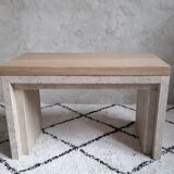 Oak and travertine coffee table