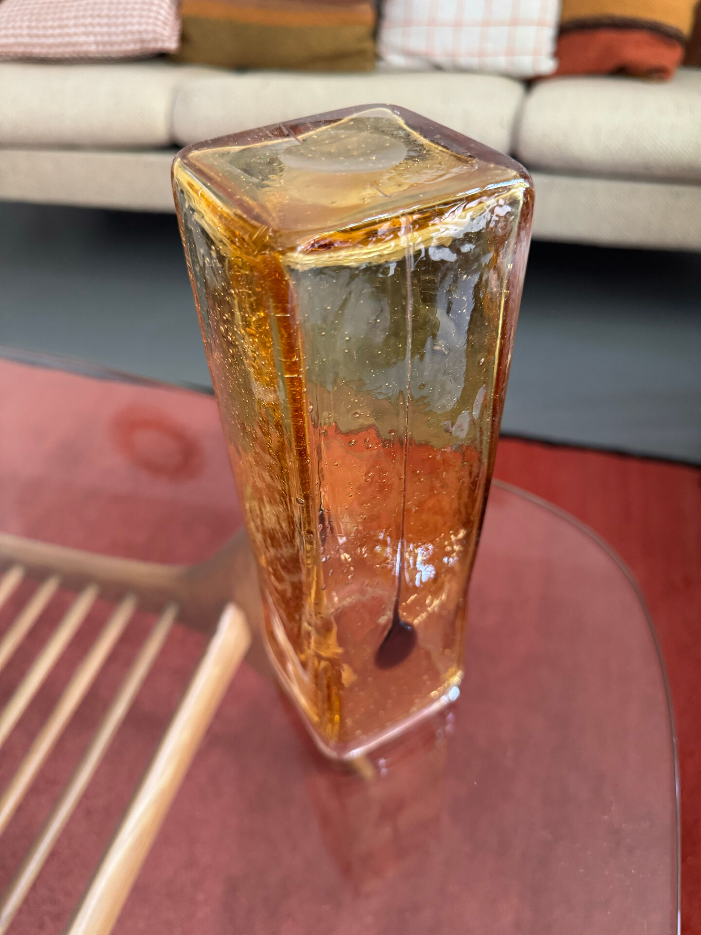 Orange square vase from the 70s.