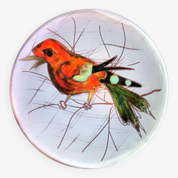 Ceramic plate bird Vence 1960s