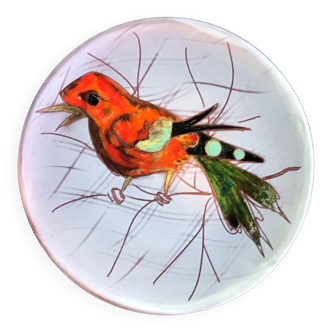 Assiette céramique oiseau Vence 1960s