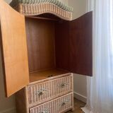 Armoire penderie en rotin