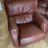 Sofa 2 armchairs vintage leather