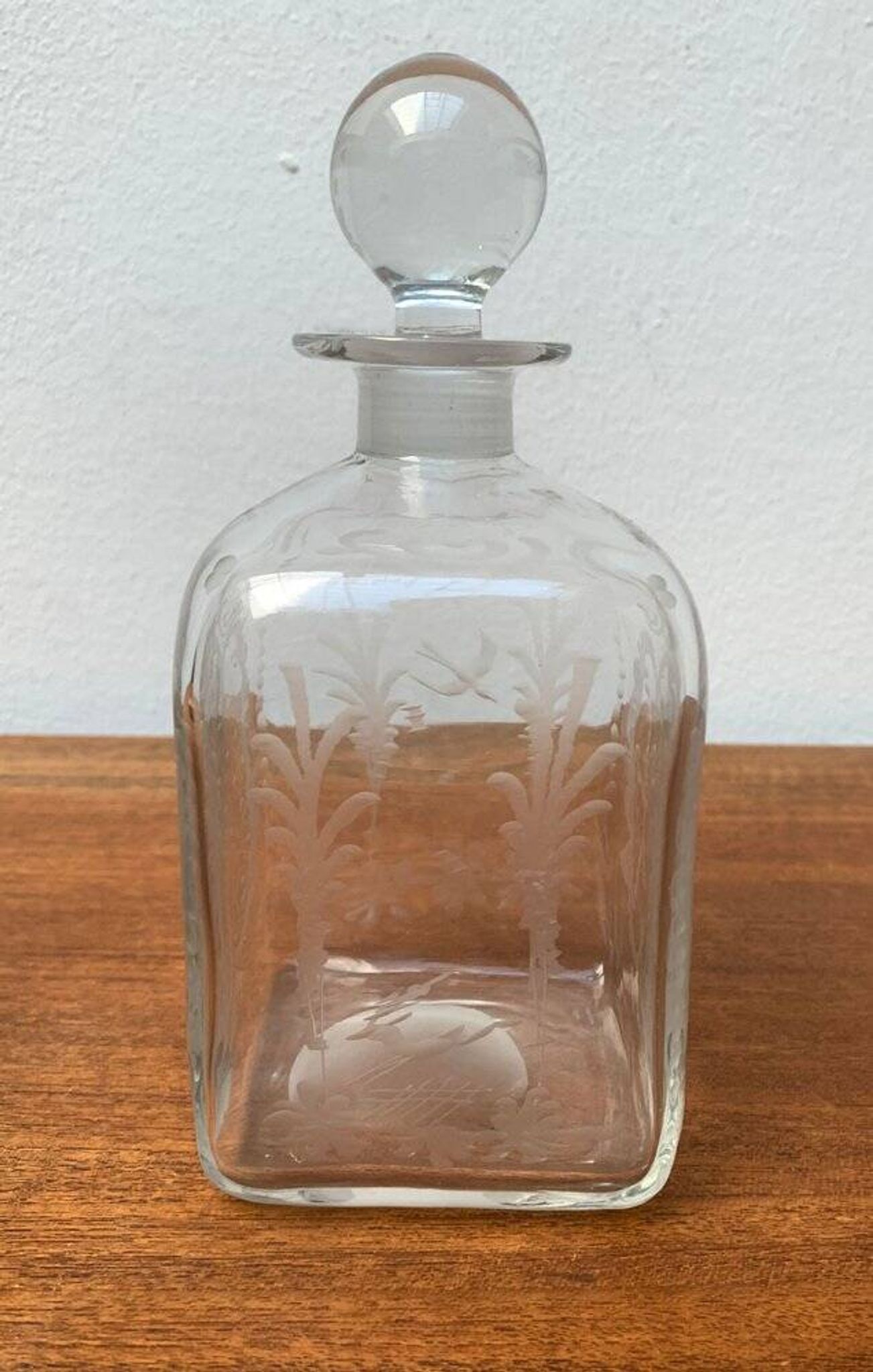 Bouteille en verre danoise vintage avec gravure