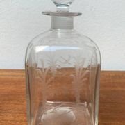Bouteille en verre danoise vintage avec gravure