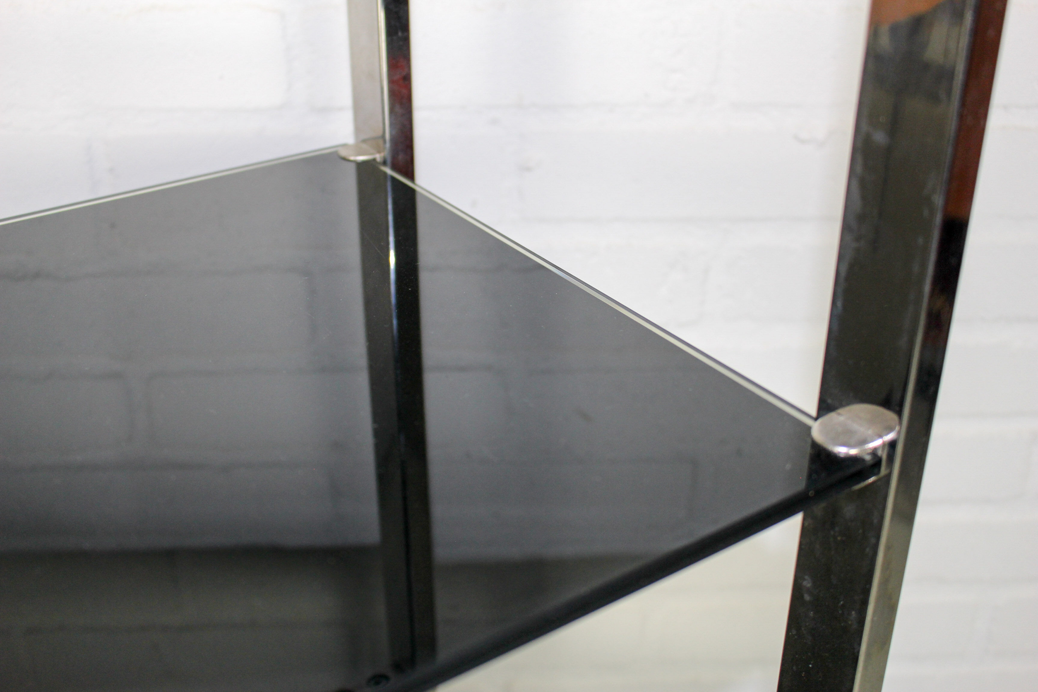 Chrome & smoked glass shelving unit, 1970s