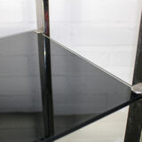 Chrome & smoked glass shelving unit, 1970s