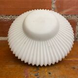 Antique Pendant Lamp Opaline White Saucer Shape Ribbed Vintage