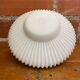 Antique Pendant Lamp Opaline White Saucer Shape Ribbed Vintage