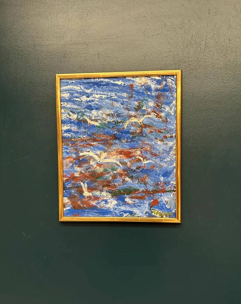Original Swedish Oil on Canvas – “Storm” by Göta Fogler – Signed – Vintage & Framed – 50 × 42 cm (19.7" × 16.5")