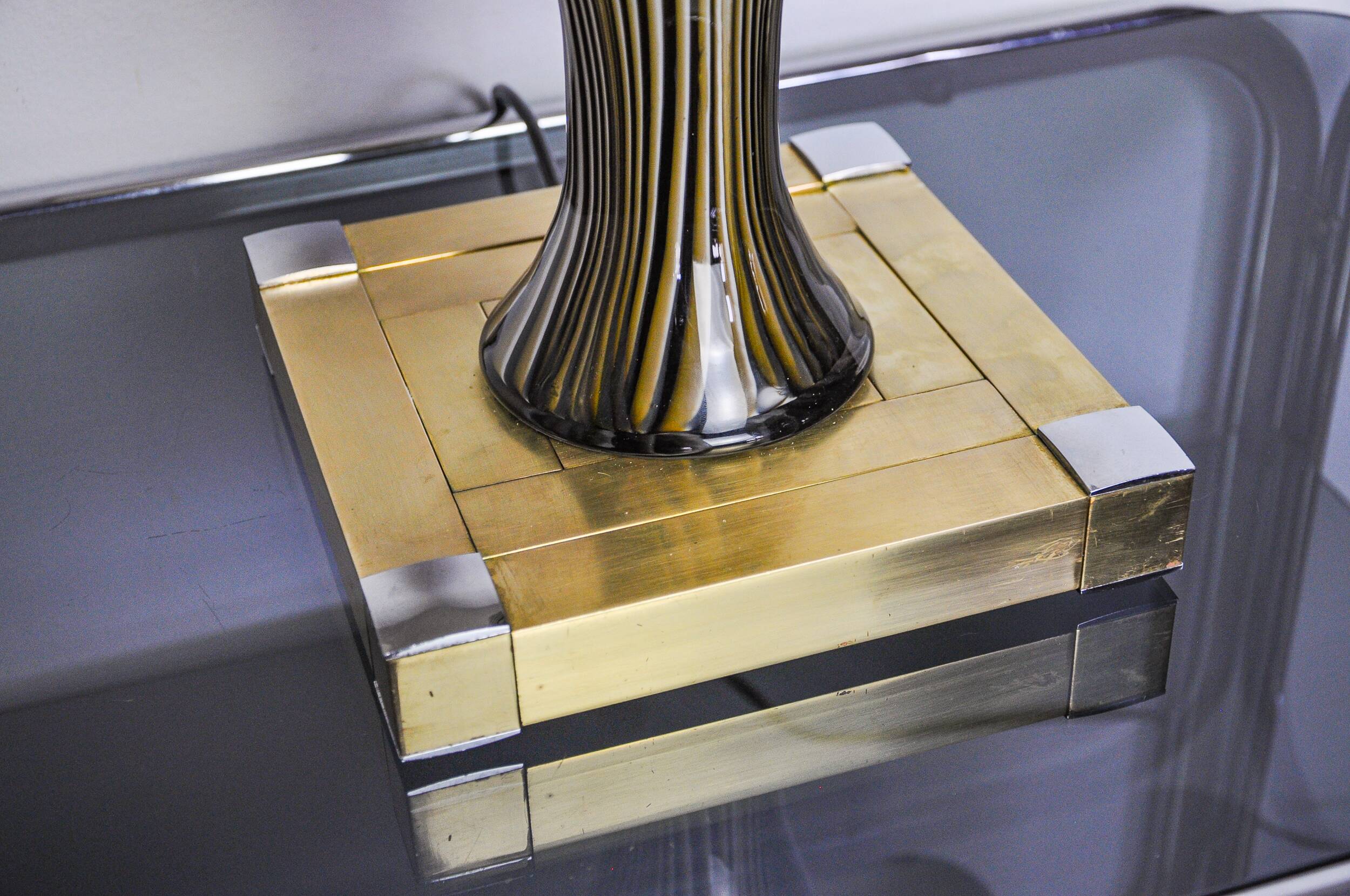 Bd Lumica table lamp, murano glass and brass, Italy, 1970