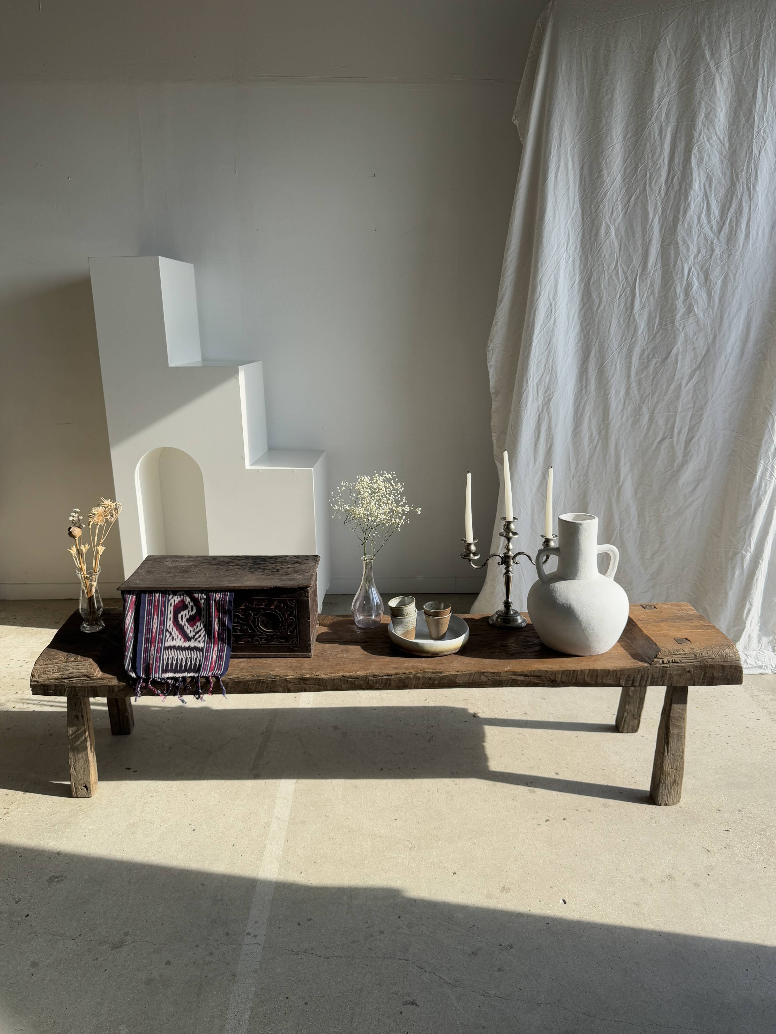 Very large bench in old teak H:50cm L:2m06