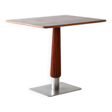 Mahogany bar table with steel base and carved stem