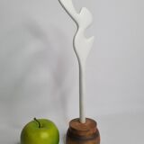Biomorphic-inspired sculpture, on an industrial wooden base, 37 cm