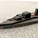 Wooden destroyer boat, antique toy from the early century.