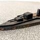 Wooden destroyer boat, antique toy from the early century.