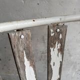 Ensemble de 4 chaises de jardin vintage en métal blanc et bois avec structures tubulaires en acier