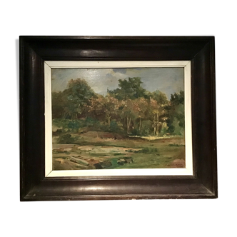 Ancient painting, landscape, signed in the early twentieth century