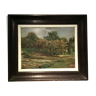 Ancient painting, landscape, signed in the early twentieth century