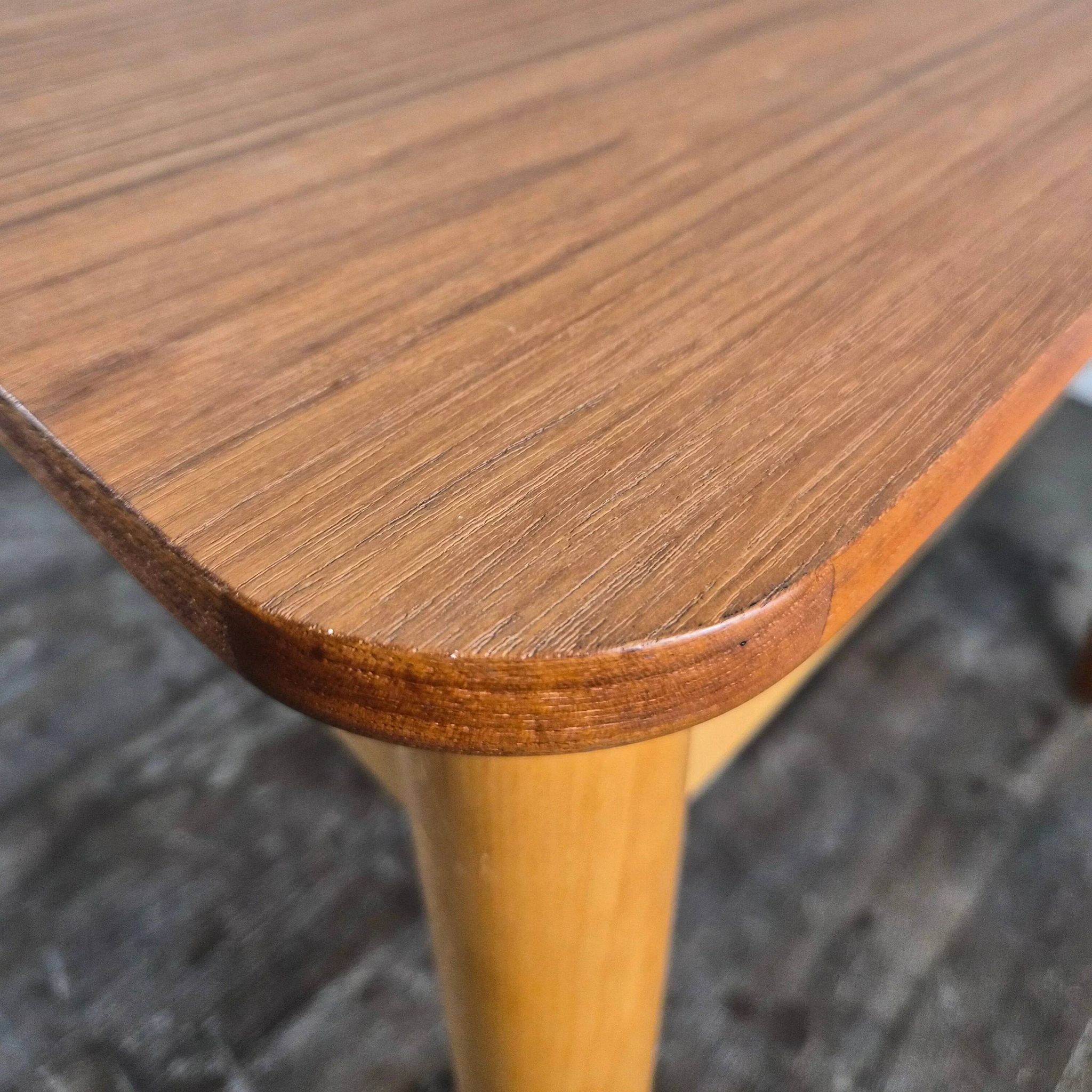Rare teak and maple dining table with 2 extensions by Finn Juhl for Bovirke, Denmark, 1950.