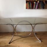 70s chrome table and glass top