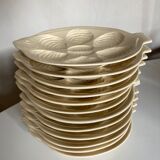 Set of 6 plates fish with oysters in ivory faience 1960