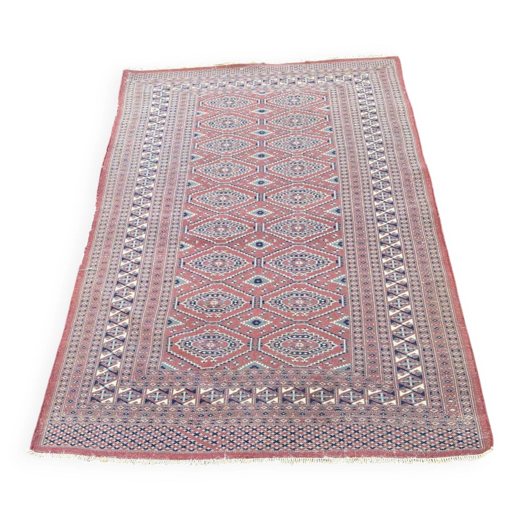 Persian wool rug in burgundy red diamonds 135x200cm