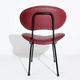 Vintage low chair by Gastone Rinaldi for Rima, black lacquered frame and burgundy upholstery, Italy, 1950s.
