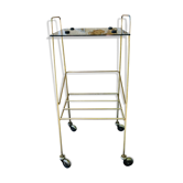 Vintage side table in brass and smoked glass, 1960