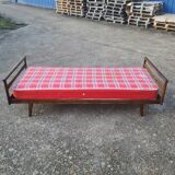 Single bed, Scandinavian teak daybed with compass feet, 1960s