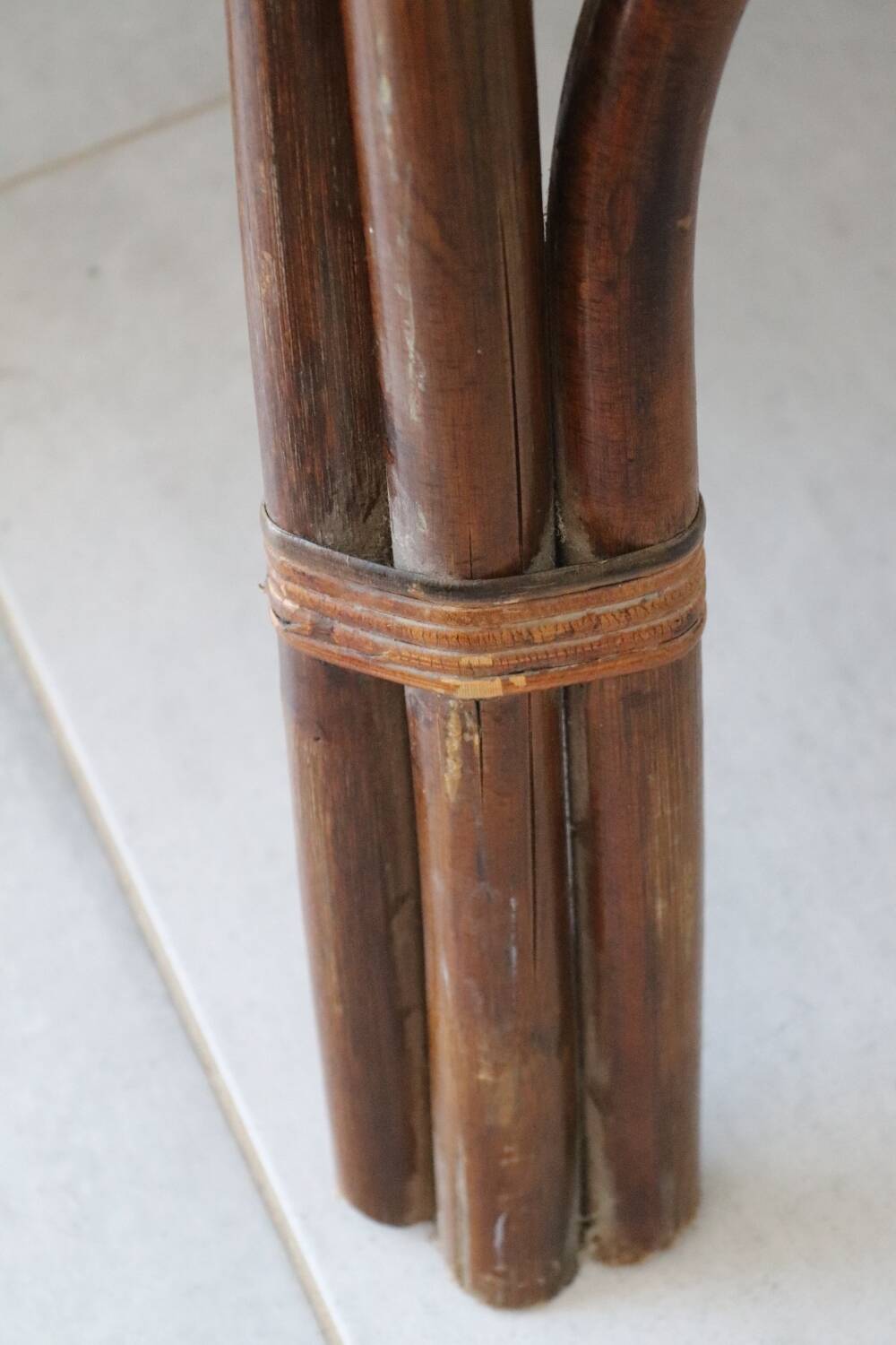 Fauteuil feuille bambou et rotin 1970 vintage