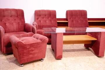 Living room set vintage Eastern Bloc seating set 1980s Czechoslovakia