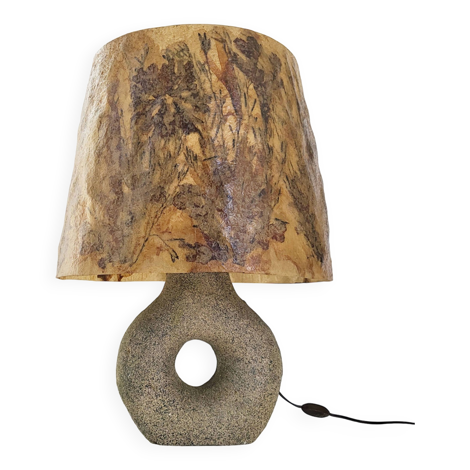 Vintage stone & resin herbarium lamp 1970