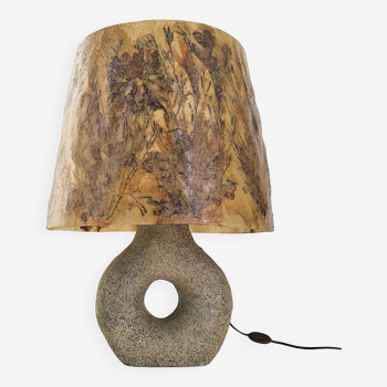 Lampe vintage en pierre & herbier résine 1970