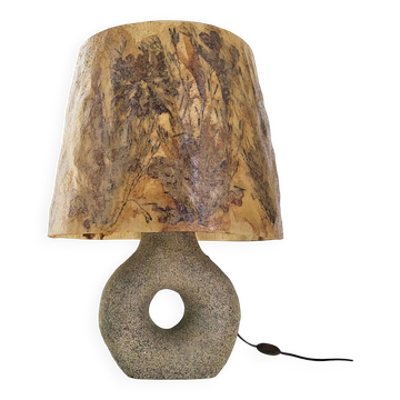 Lampe vintage en pierre & herbier résine 1970