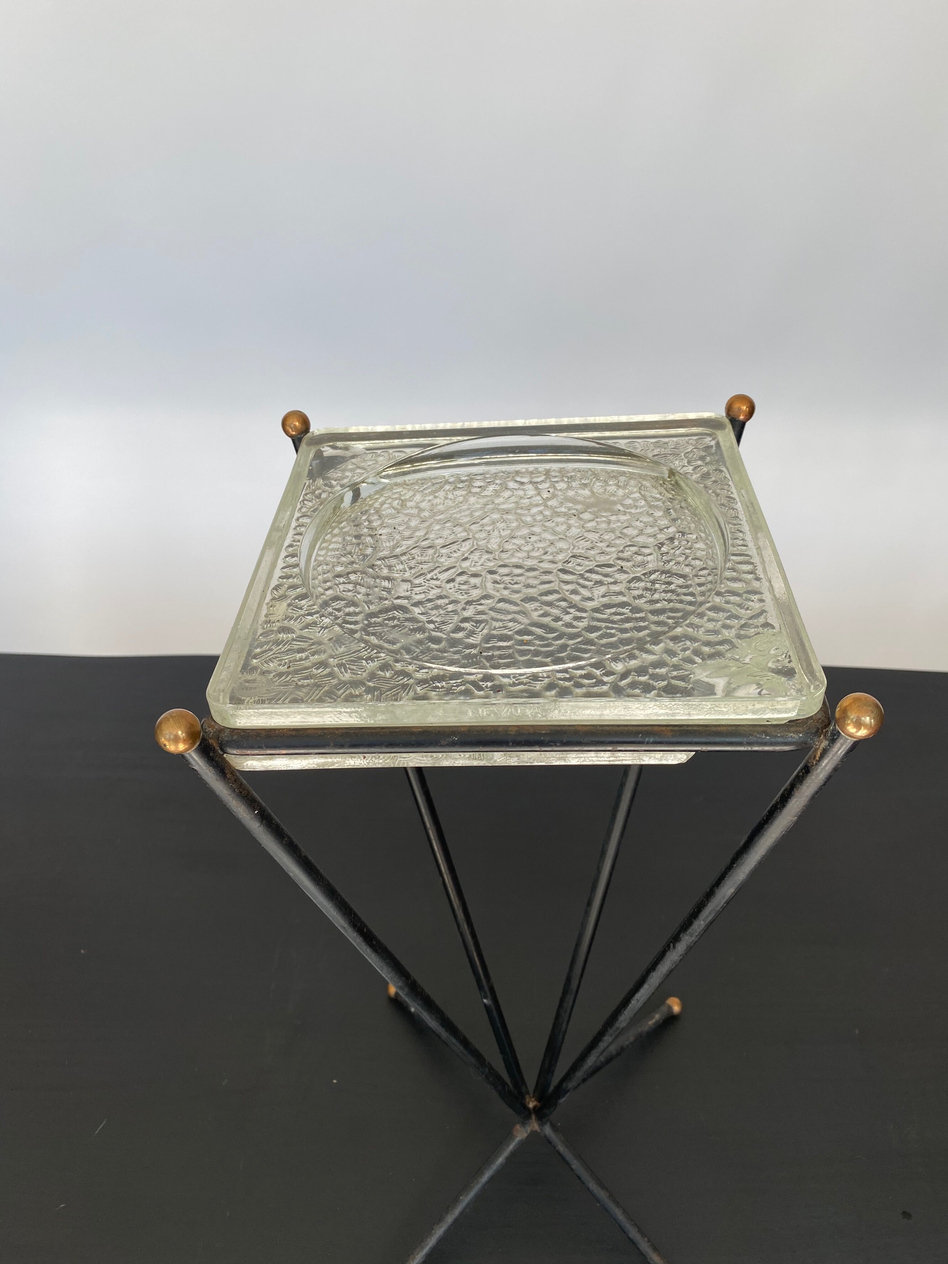 Lumax brass ashtray and glass 1960