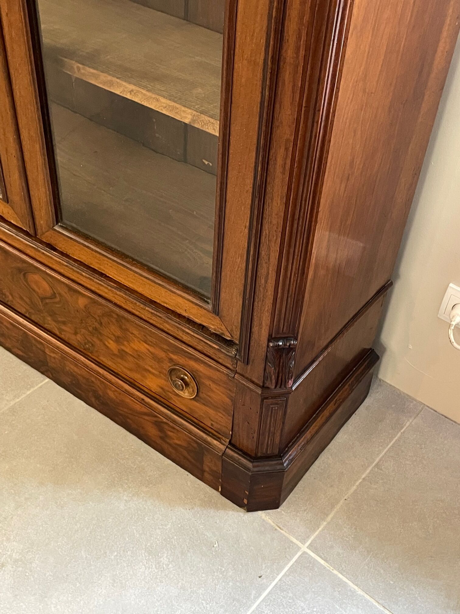 1900 walnut display case
