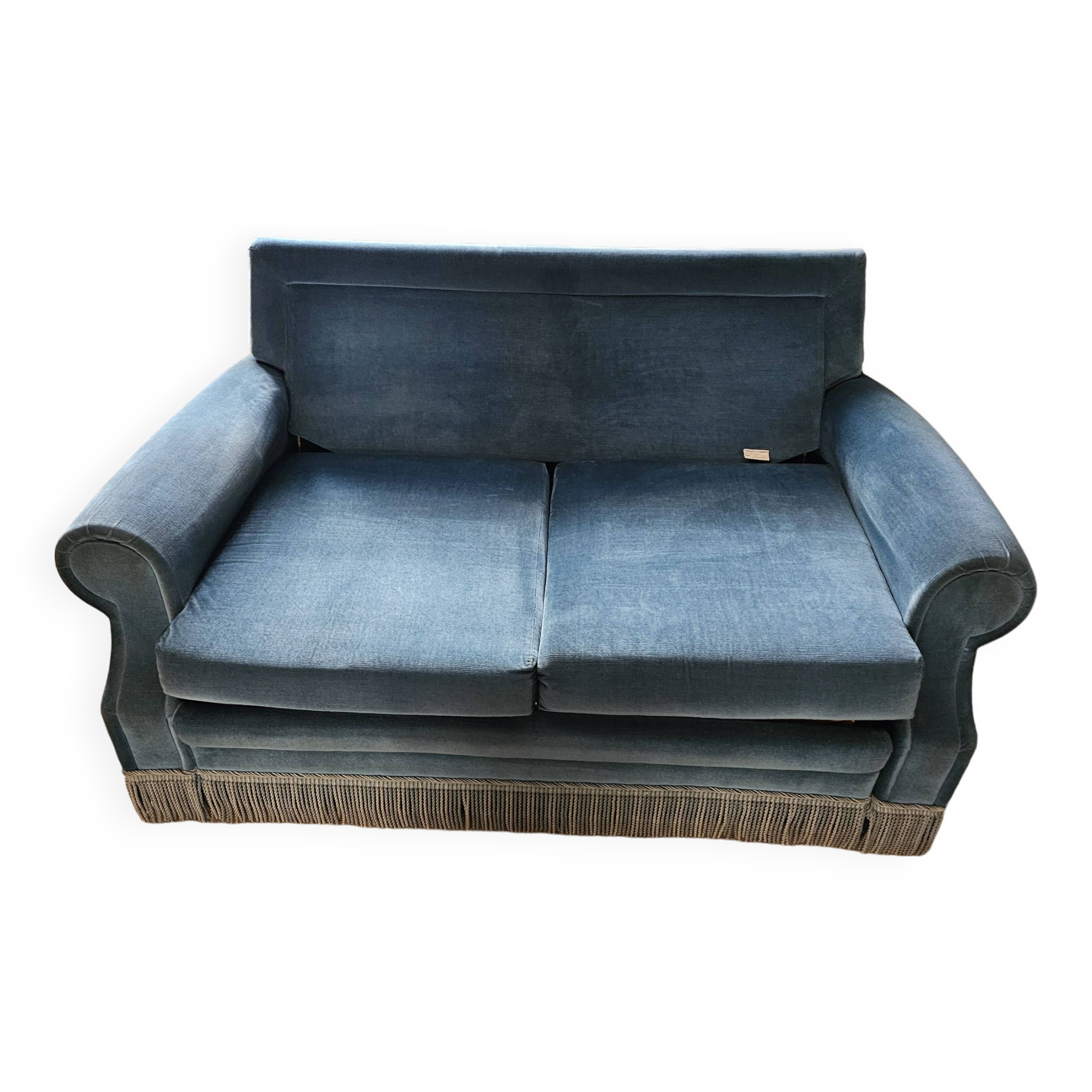 Turquoise blue velvet convertible sofa