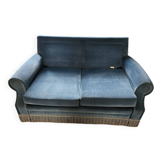 Turquoise blue velvet convertible sofa