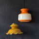 Vintage orange and white opaline pendant light from the 1960s
