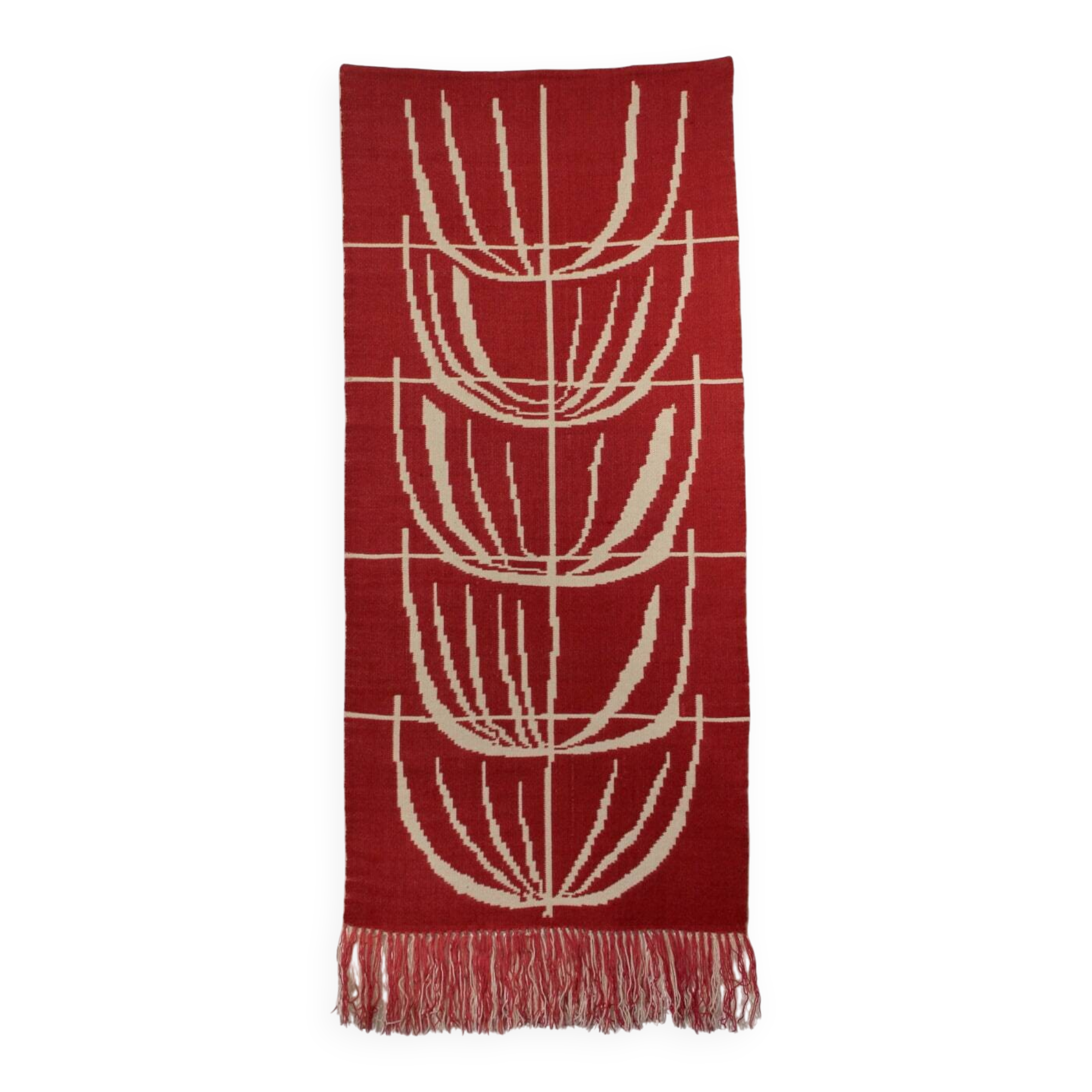 Tapisserie murale en laine rouge à motifs abstraits de la nature 72 x 180 cm